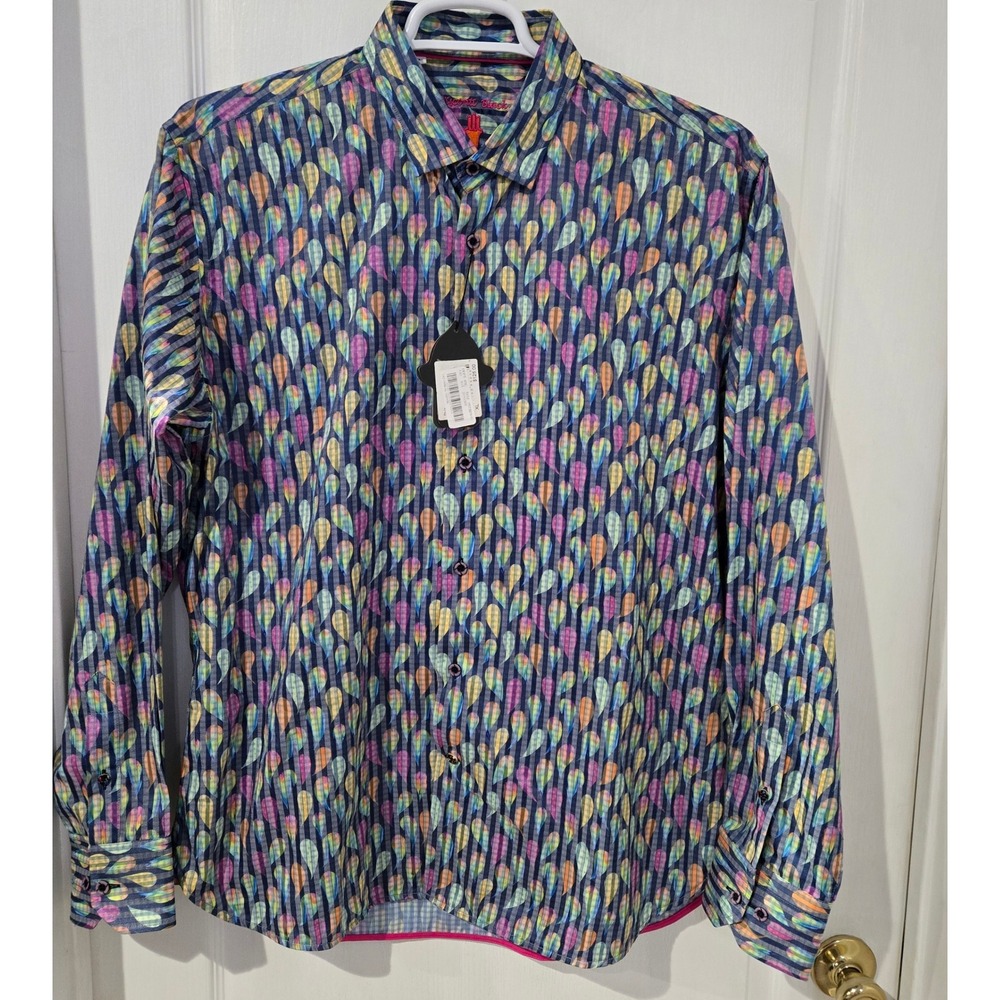 Visconti Black Button Down Shirt Mens XL Multicolor NWT Teardrop  Long Sleeve